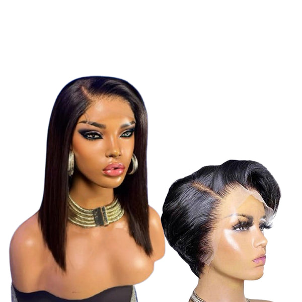 10" Peruvian Full Frontal Wig PLUS Full Frontal Pixie Wig, premium human hair combo set from Smart Hair Global South Africa