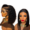 14" Double Drawn Malaysian Curly Full Frontal Wig PLUS 12" Peruvian Double Drawn Cropped Bob Wig