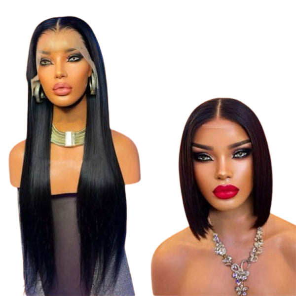 30" Full Frontal Straight PLUS 12" Double Drawn Cropped Bob Wig