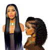 30" Full Frontal Straight PLUS 14" Double Drawn Malaysian Curly Wig