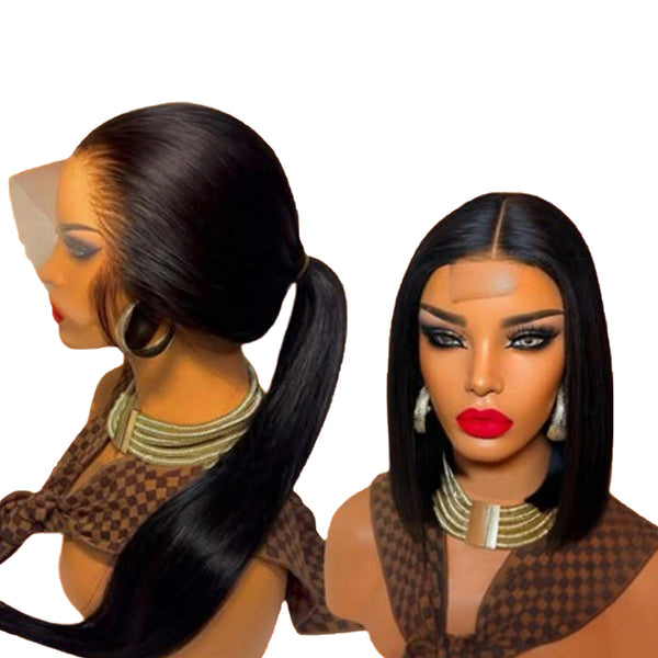 30" Full Frontal Wig PLUS 12" Double Drawn Cropped Bob Wig