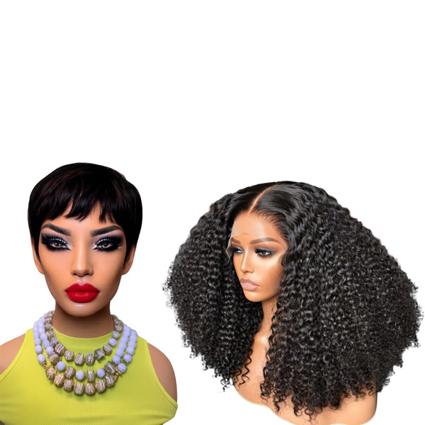 Full Frontal Pixie PLUS Double Drawn Kink Wig Combo