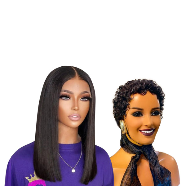 Full Frontal Pixie Wig PLUS 20" Peruvian (5x5) Wear and Go Wig